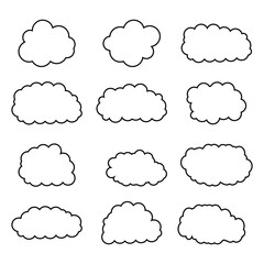 creative cloud shape outline set drawing 