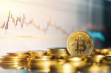 Bitcoin symbol. Financial graph background, crypto currency 