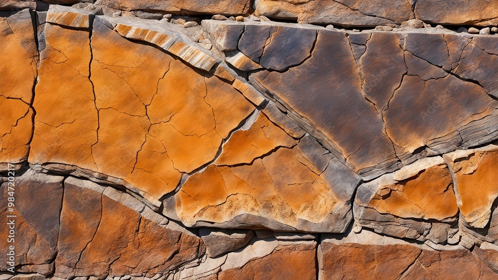 Poster a close-up view of textured rock formations displaying rich colors and intricate patterns.
