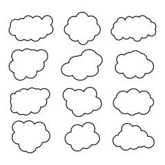 creative cloud shape outline set drawing 