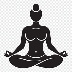 yoga pose with a woman silhouette on a transparent background.