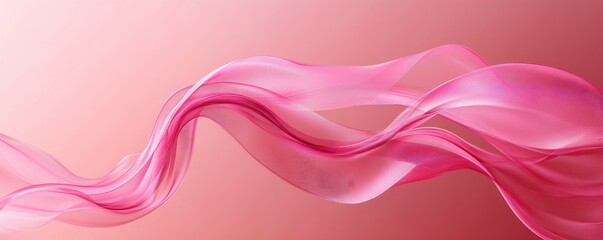 Fototapeta premium Pink gradient background with flowing ribbon wave creating an elegant and abstract design