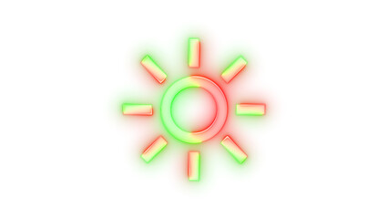 Neon icon brightness symbol green red color transparent background