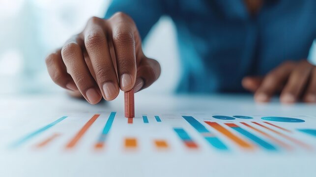 Close-up of a person analyzing a scatter plot of competitor products in a market matrix, Competitor Positioning, Market Analysis