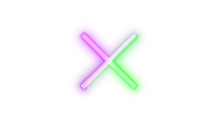 Neon icon cancel symbol green purple color transparent background