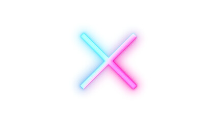 Neon icon cancel symbol pink cyan color transparent background