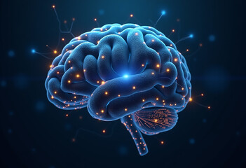 Fototapeta premium Brain with Artificial Intelligence network stock Image 