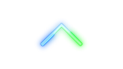 Neon icon chevron up symbol blue green color transparent background