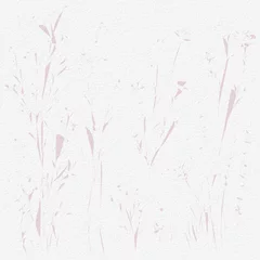 Poster Floral illustration with abstract wild rose flowers in circle, Japandi art