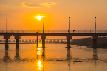 Fototapeta premium Hengsha Island, Chongming District, Shanghai - Sunset at sea
