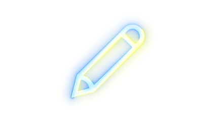 Neon icon edit pen symbol blue yellow color transparent background