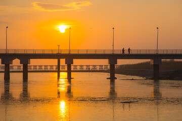 Obraz premium Hengsha Island, Chongming District, Shanghai - Sunset at sea