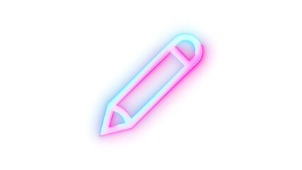 Neon icon edit pen symbol cyan pink color transparent background