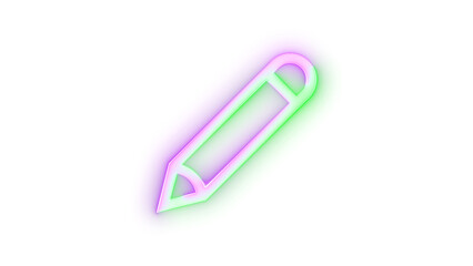 Neon icon edit pen symbol purple green color transparent background