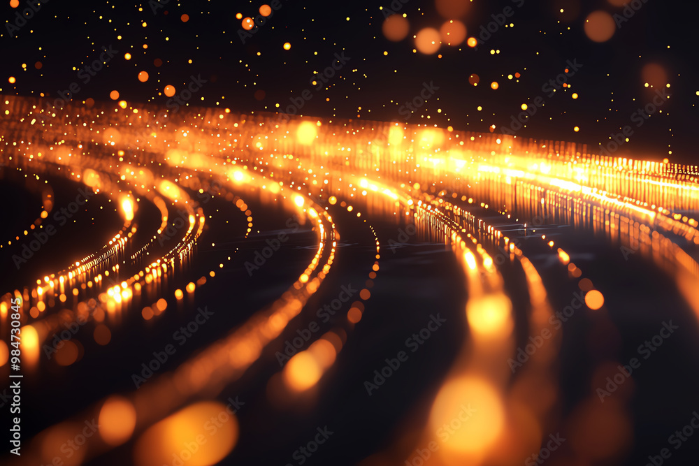 Poster a glowing timeline running along a digital highway, representing a journey of innovation and develop