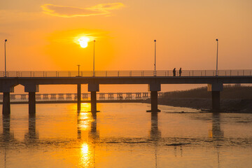 Obraz premium Hengsha Island, Chongming District, Shanghai - Sunset at sea