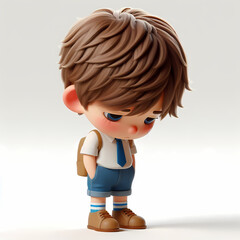 Sadness: Discouraged Young Boy - Emotional 3D Character for Children's Book - Overcoming Challenges Illustration