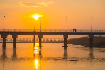 Obraz premium Hengsha Island, Chongming District, Shanghai - Sunset at sea