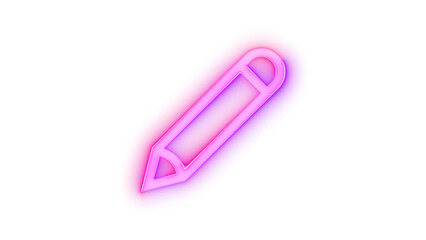 Neon icon edit pen symbol purple pink color transparent background