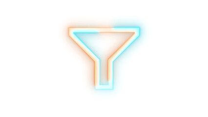 Neon icon filter symbol cyan brown color transparent background