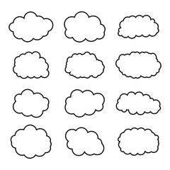 creative cloud shape outline set drawing 