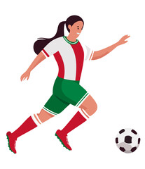 Obraz premium Futbolista femenina latina en acción con balón