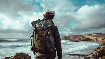 Naklejka premium A lifestyle brand that offers products made entirely from renewable energy, with items that generate power as they are used, from solar backpacks to wind-powered clothing