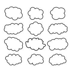 creative cloud shape outline set drawing 