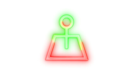 Neon icon map pin symbol green red color transparent background