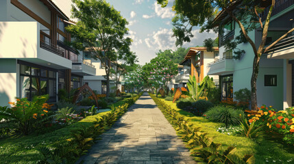 Fototapeta premium A relaxed lifestyle where time moves slower, with residents living at half-speed, allowing them to savor every moment and experience life in a serene, unhurried way