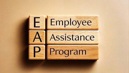 Obraz premium 3d render illustration of wooden blocks with abbreviation acronym EAP stands for Employee Assistance Program
