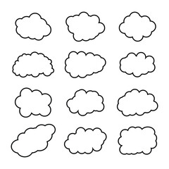 creative cloud shape outline set drawing 