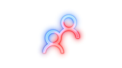 Neon icon people symbol blue red color transparent background