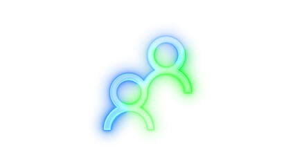 Neon icon people symbol blue green color transparent background