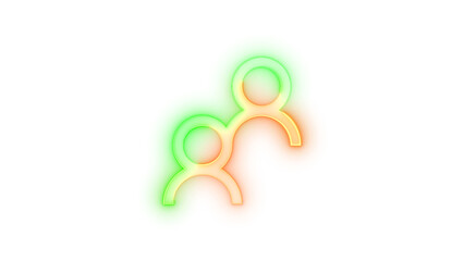 Neon icon people symbol green brown color transparent background