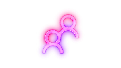 Neon icon people symbol pink purple color transparent background