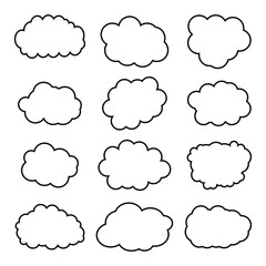 creative cloud shape outline set drawing 