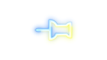 Neon icon pin symbol blue yellow color transparent background