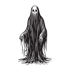 Spooky Ghost Outline for Halloween Designs