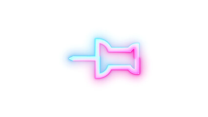 Neon icon pin symbol cyan pink color transparent background