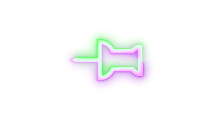 Neon icon pin symbol green purple color transparent background