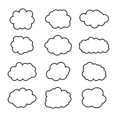 creative cloud shape outline set drawing 