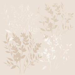 Delicate vector pattern with wild flowers, herbs botanicals