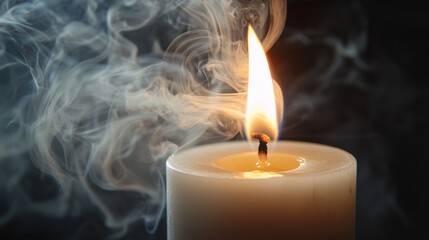 Candle Flame Flickering with Swirling Smoke