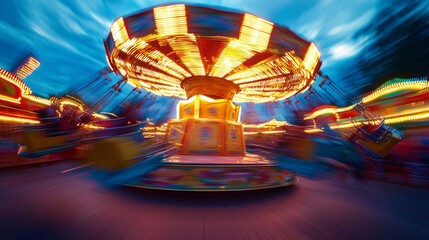 Naklejka premium Carnival Ride in Motion with Blurring Lights