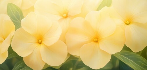 Fototapeta premium A close up of yellow flowers with a bright, sunny feel