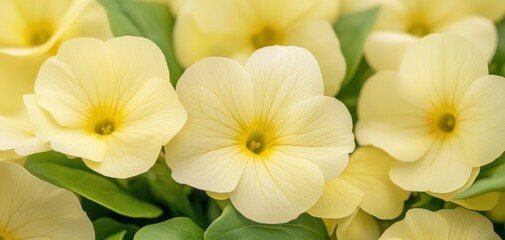 Fototapeta premium A bunch of yellow flowers with green leaves