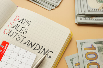Days sales outstanding DSO is shown as business and financial concept