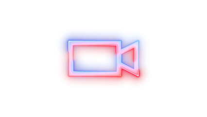 Neon icon video symbol blue red color transparent background