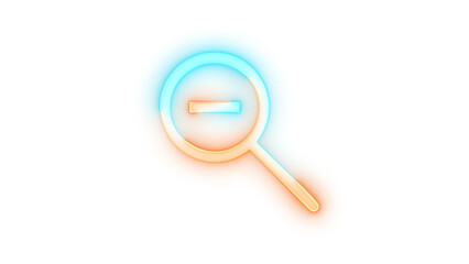 Neon icon zoom out symbol brown cyan color transparent background